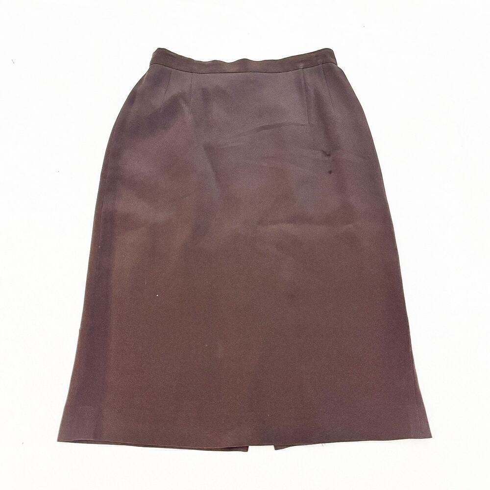 Giorgio Armani Le Collezioni Brown Pencil Skirt Back Slit Wool/Silk Size 4